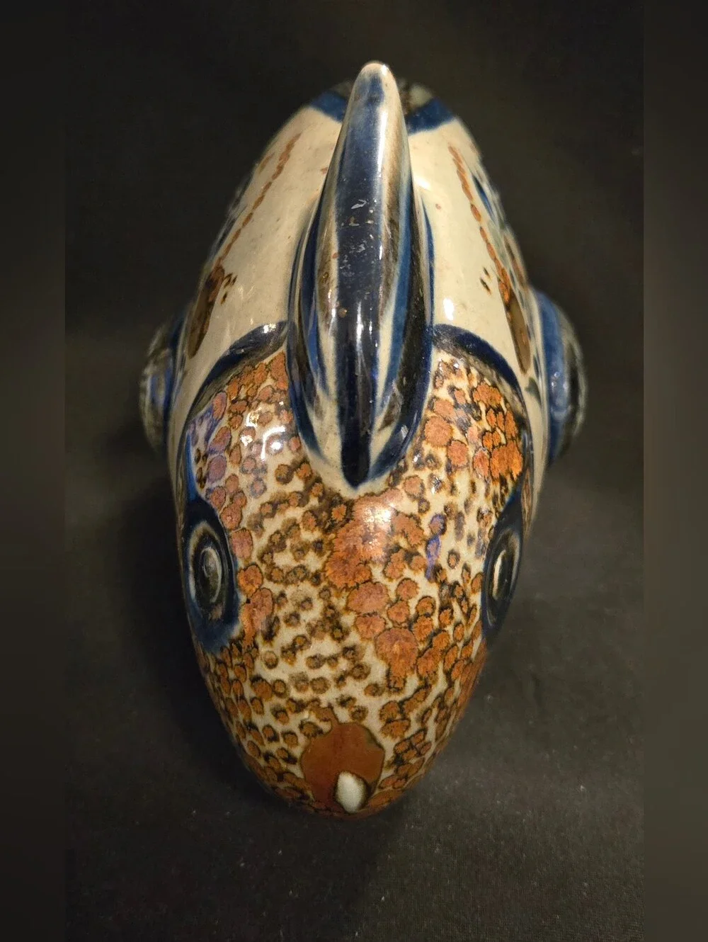 Vintage Hand Crafted Ceramic Fish Sculpture From Tonala Region In Mexico